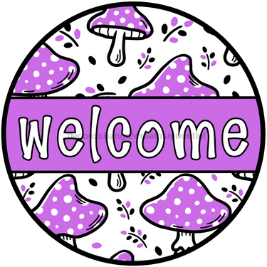 PurpleMushroom Welcome Sign, DCO-01310, Sign For Wreath, 10
